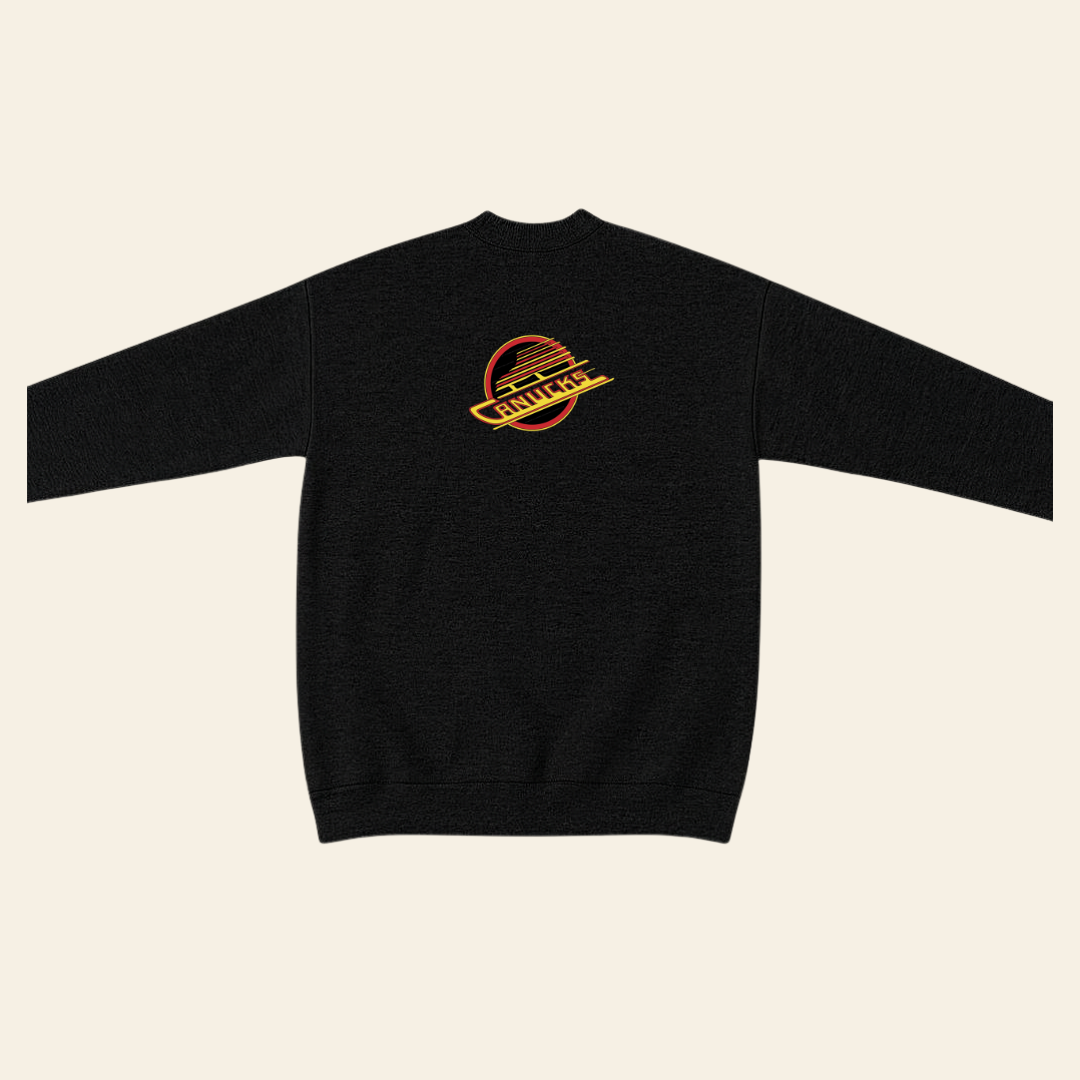 Black Retro Canucks Sports Crew