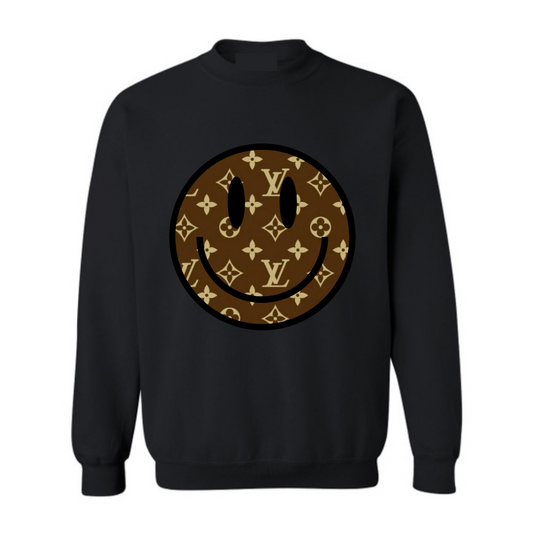 Designer Smiley LV Black Crew