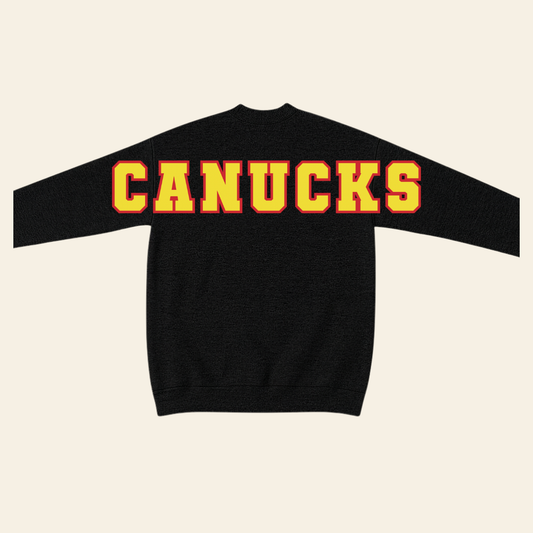 Black Retro Canucks Sports Crew